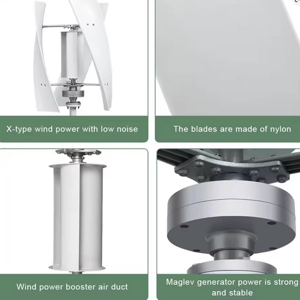 220V 12V 24V 48V Magnetic Levitation Wind Turbine 12000W No Noise Vertical Axis Wind Turbine Generator,with MPPT Controller for Home Street Lighting(White)