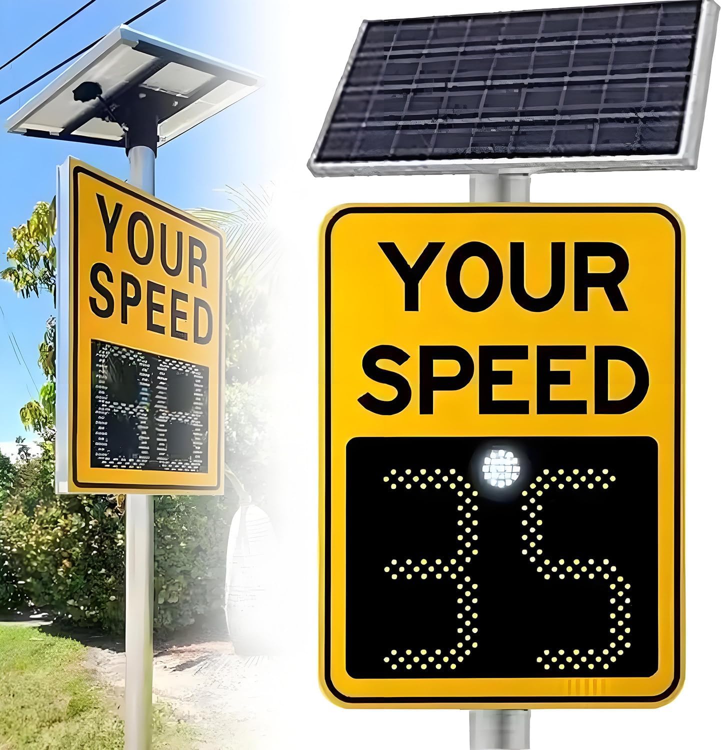Solar Powered Radar Speed Display Sign with Remote Control for Road Traffic Safety Monitoring