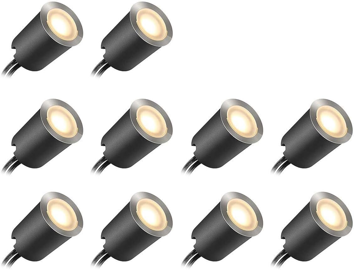 Recessed LED Deck Light with Protecting Shellφ32mm,in Ground Outdoor LED Landscape Lighting IP67 Waterproof 12V Low Voltage for Garden,Yard Steps,Stair,Patio,Floor,Kitchen Decoration,white light,10pcs