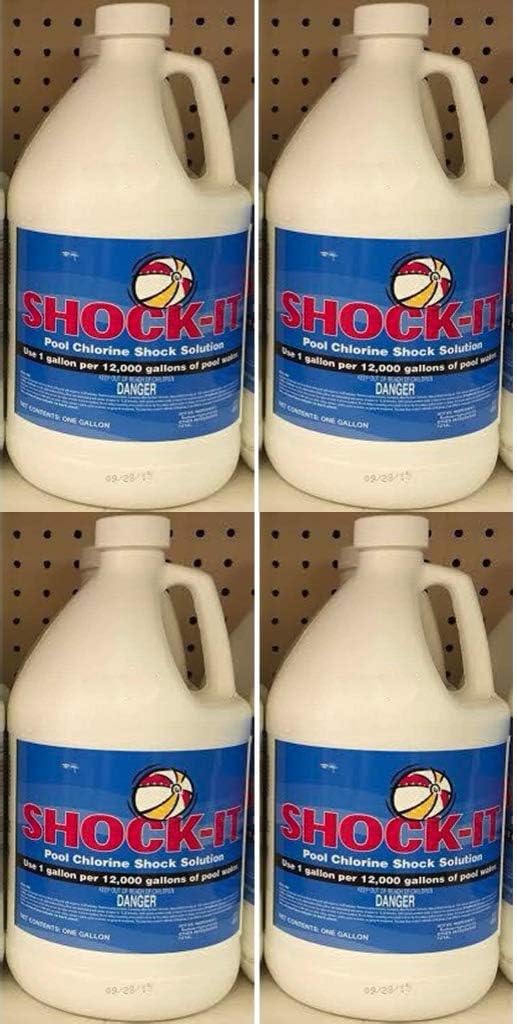 1 Case of Liquid Chlorine Pool Shock - Commercial Grade 12.5% Concentrated Strength - 4 Gallons