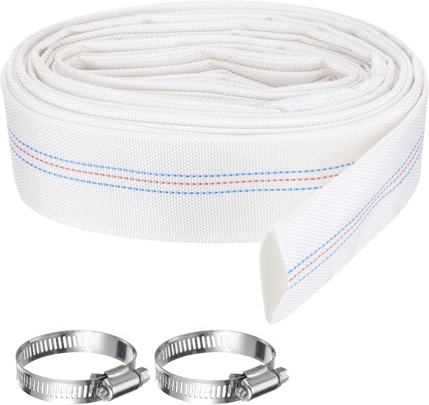 Pool Backwash Hose,1.5 Inch x 30ft Drain Discharge Pump Hoses,2pcs Clamps,White YESSC765