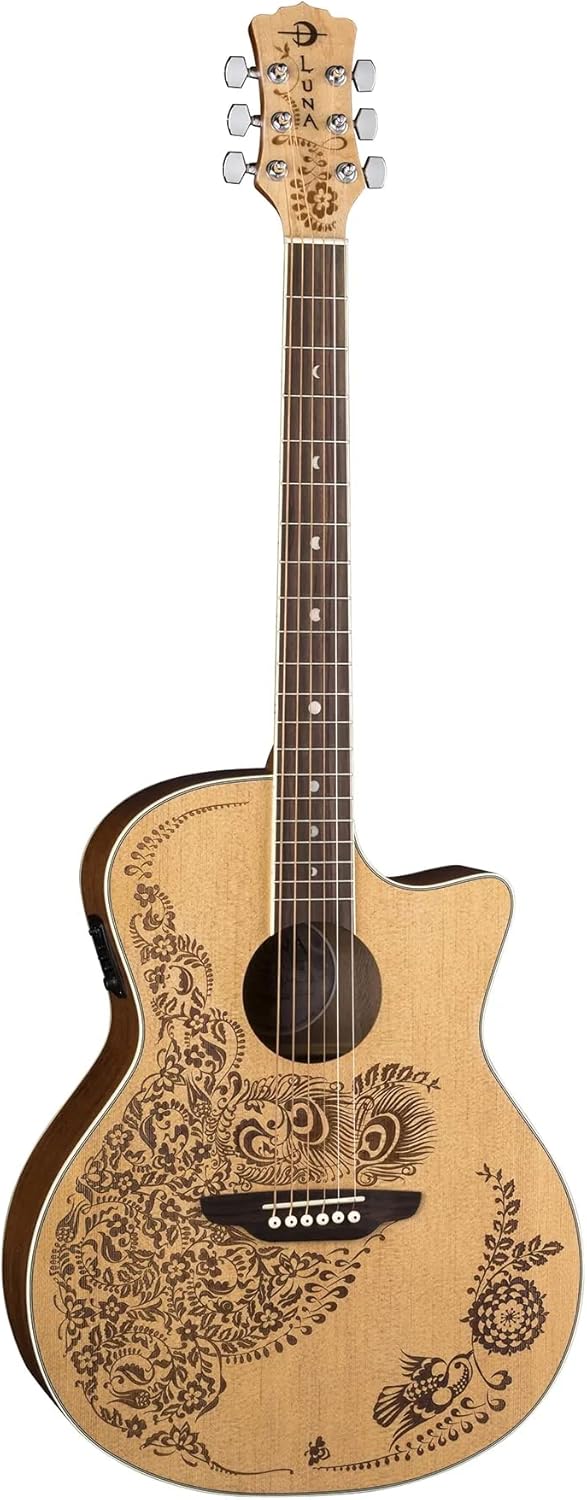 Luna Henna Oasis Select Spruce Acoustic/Electric Guitar, Open Pore Natural