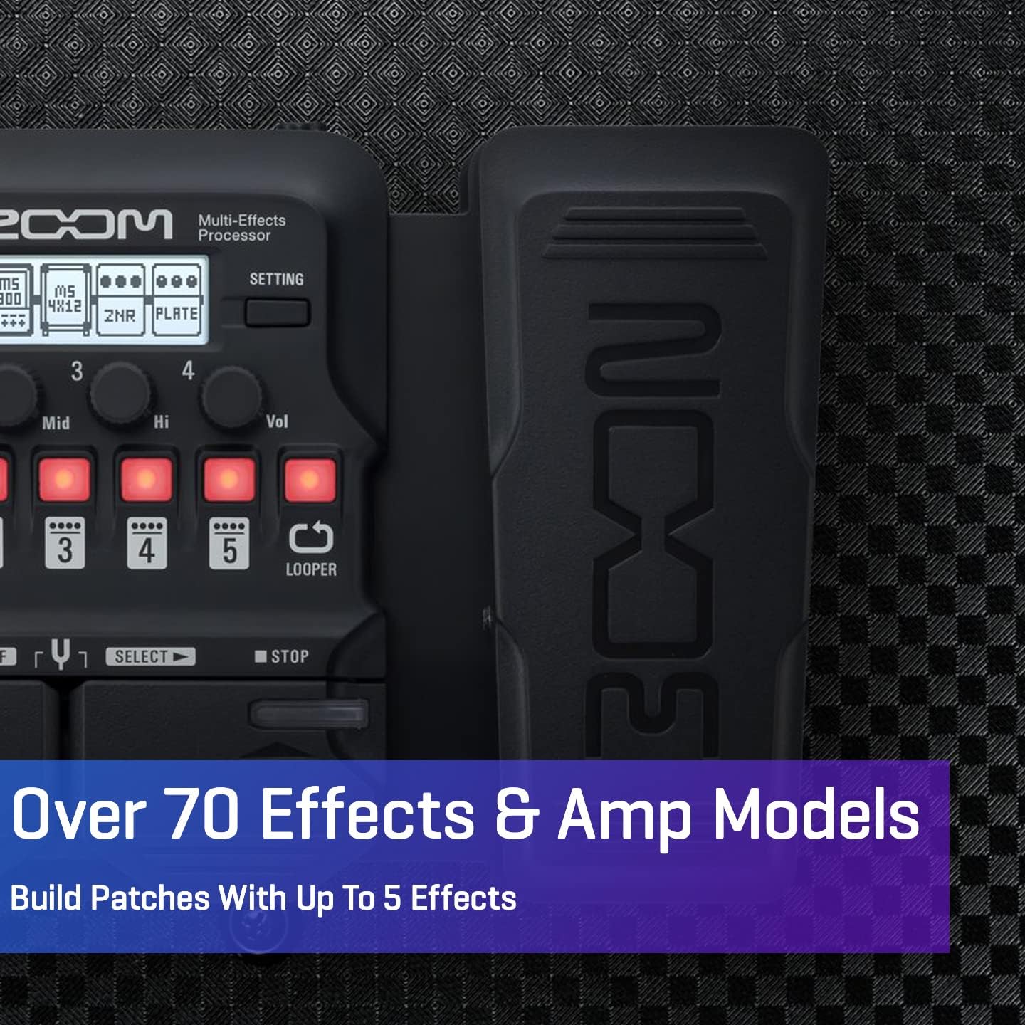Zoom G1X FOUR Guitar Multi-Effects Processor with Expression Pedal & D'Addario Accessories PW-CT-9V DC Power Adapter – Minimize Need to Change Batteries on Pedalboard and Other Devices Requiring 9V
