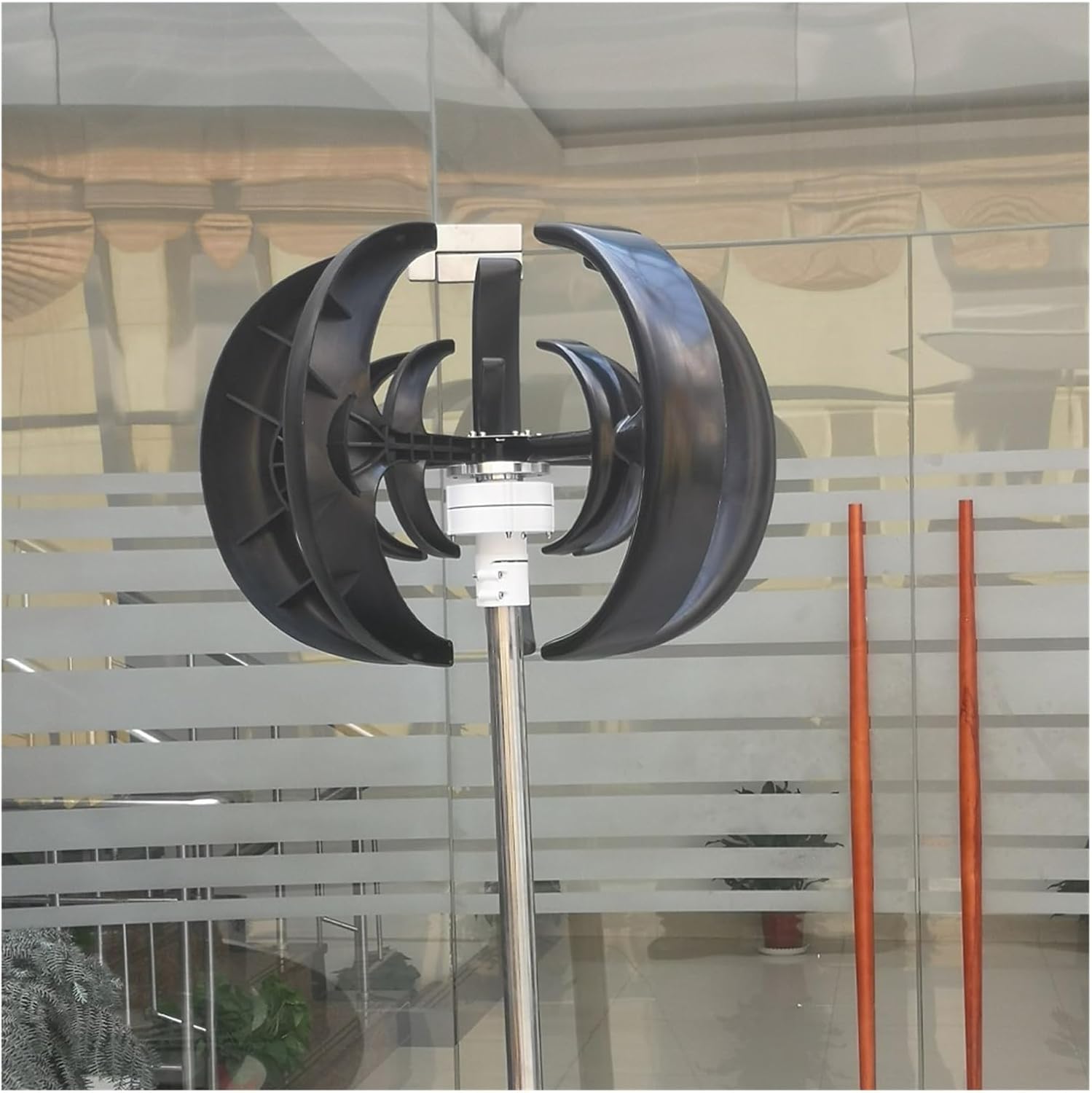 4000W 12V 24V 48V Wind Turbines Generator Lantern 5 Blades Motor Kit Vertical Axis for Home Hybrids Streetlight Electromagnetic Low Starting Speed for Home(Black,with MPPT Controller_12V)