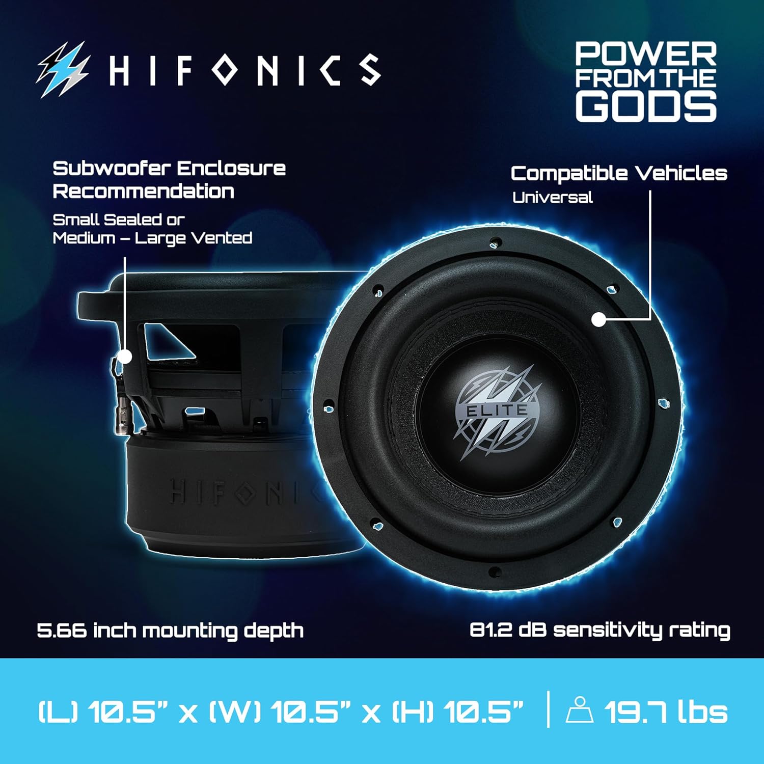 Hifonics 2 Pack Elite 8 Inch Car Mount Subwoofer with Dual 2 Ohm Voice Coil Speaker 1200 Watt Peak Power Mobile Amplifier System, Black