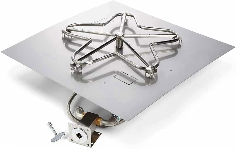 HPC Fire Match Light Gas Fire Pit Kit (TOR-MLFPK24SQ-FLEX-NG), 24x24 Pan, 18