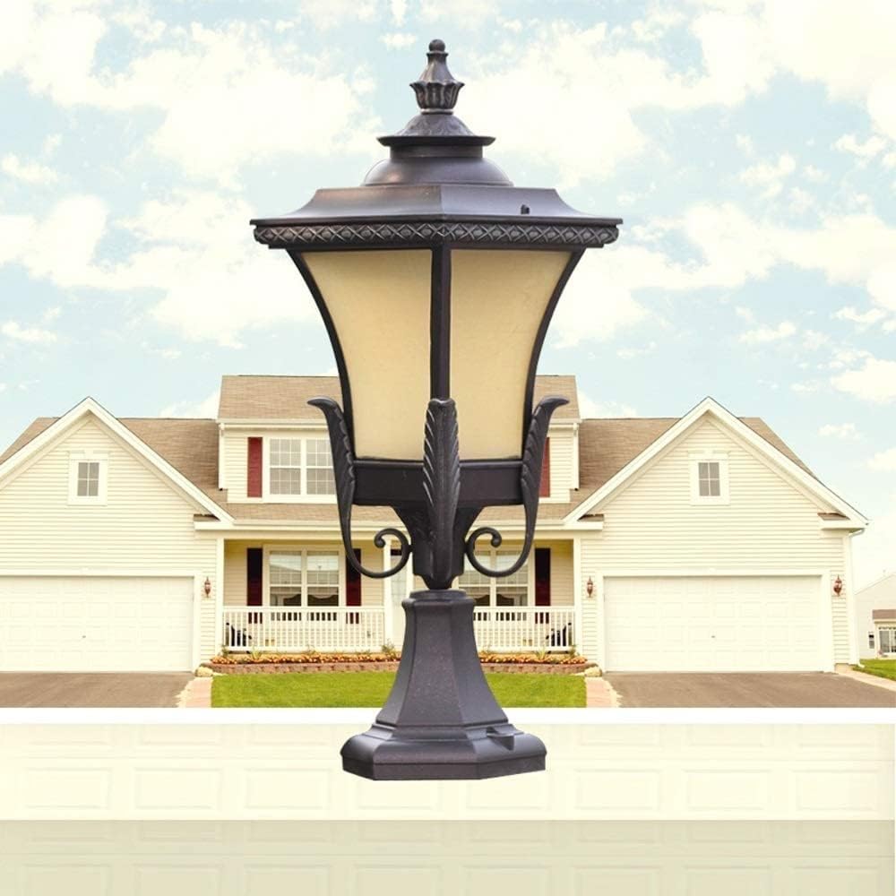 Aluminium European Outdoor Column Lamp Rust-Proof Pillar Light Victoria Landscape Lighting Fixture Garage Pavilion Pool Edge Post Lantern E27 Decor Garden Lamp Outdoor Table Lamps
