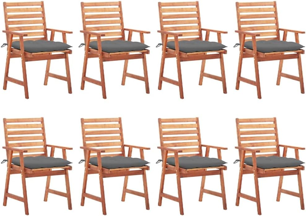 Patio Dining Chairs 8 pcs with Cushions Solid Acacia Wood, Wooden Dining Chair Set with Cushions for, Fresco Dining Outdoor Furniture, Outdoor Chairs