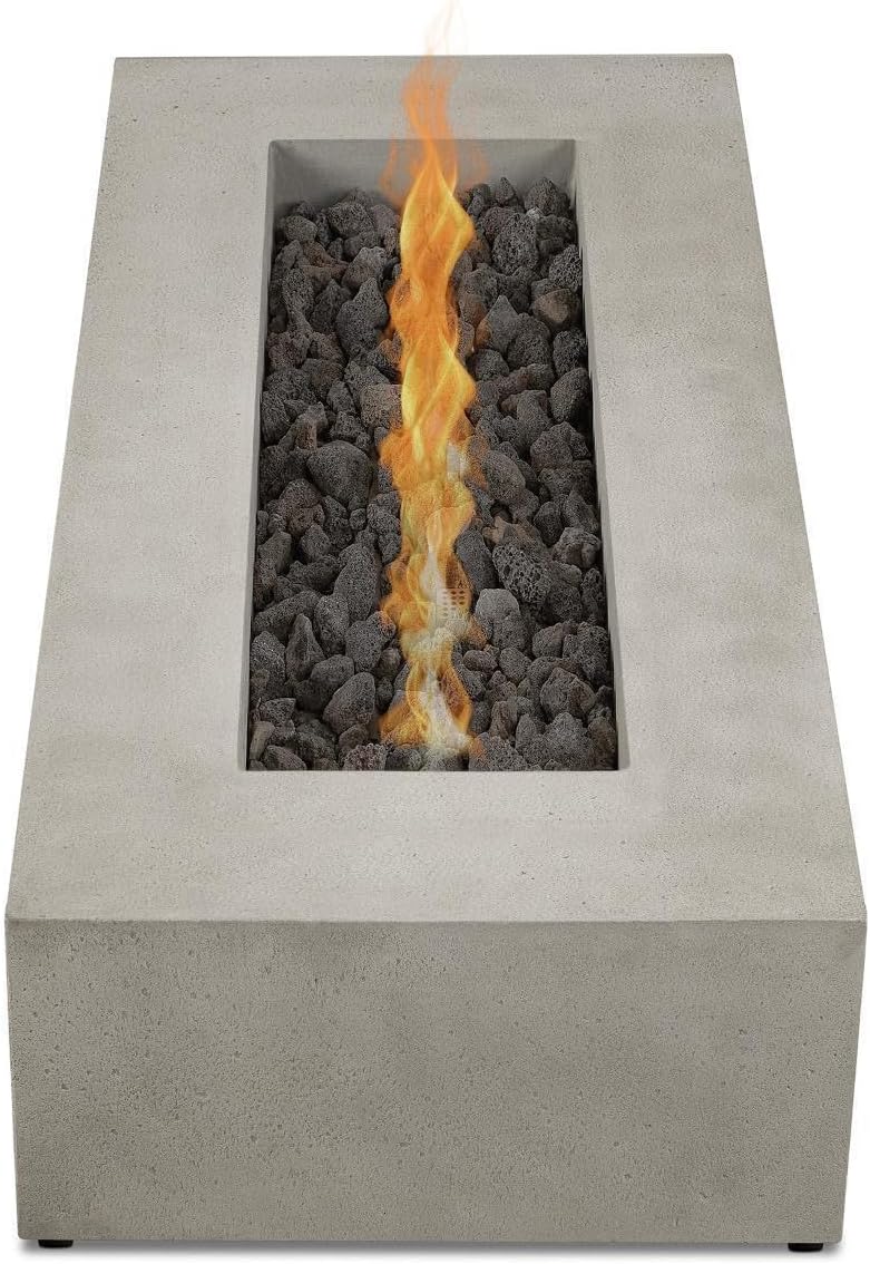 BBQGuys Signature La Valle 72-Inch Rectangle Propane Fire Table - Flint - 1591LP-FLNT