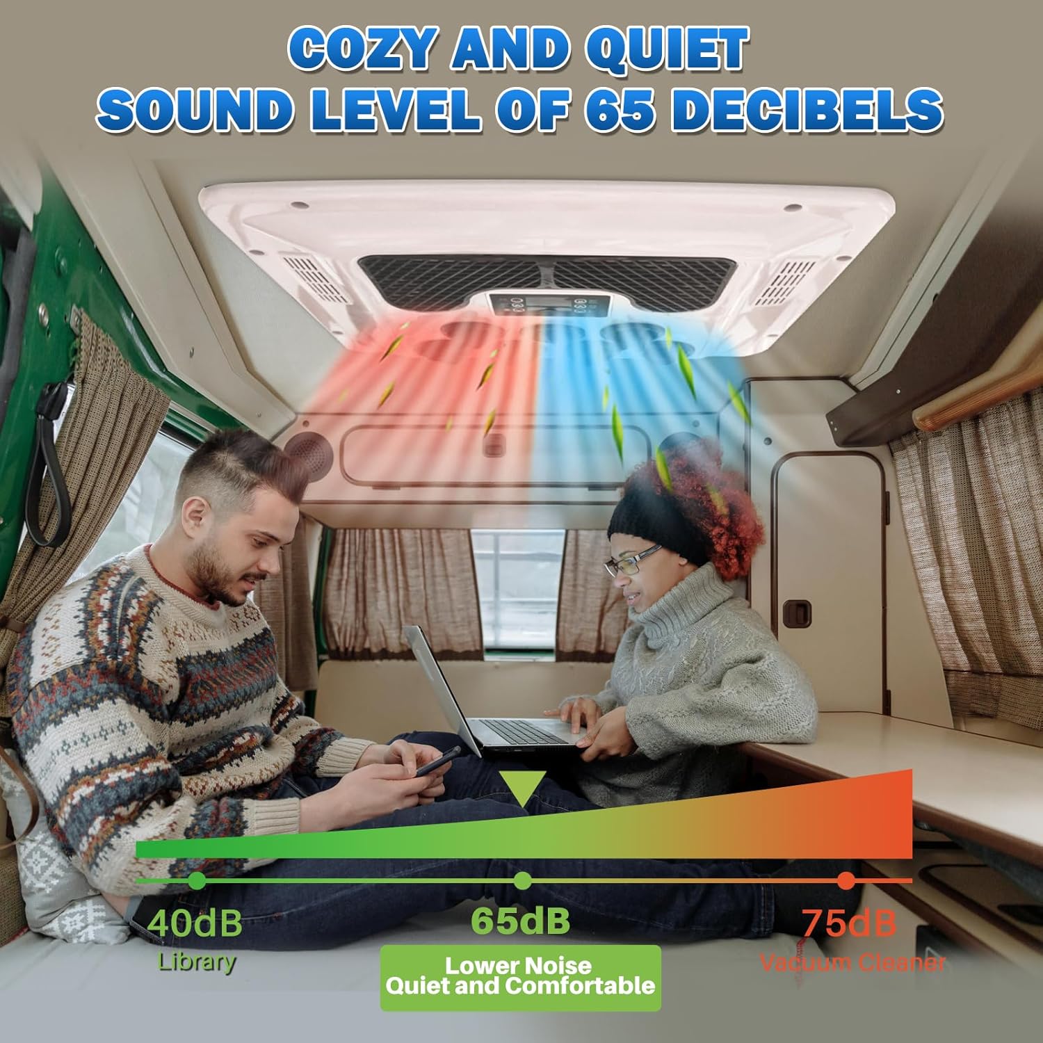 RV Rooftop Air Conditioner w/Heat 12 Volt, Campervan Sprinter Roof top AC Unit 10000BTU 12V AC, Rapid Cooling A/C 12 Volt Air Conditioner for Van, Golf Carts, Road Machine, Caravan, Buses