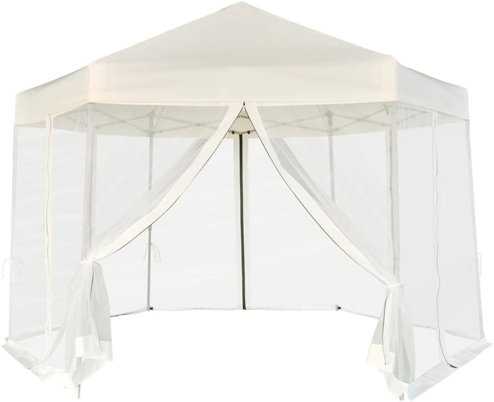 Hexagonal Pop-Up Marquee with 6 Sidewalls Cream White 11.8'x10.2',Step 4: Write a Comprehensive Product Description Outdoor Living, Patio Furniture & Accessories