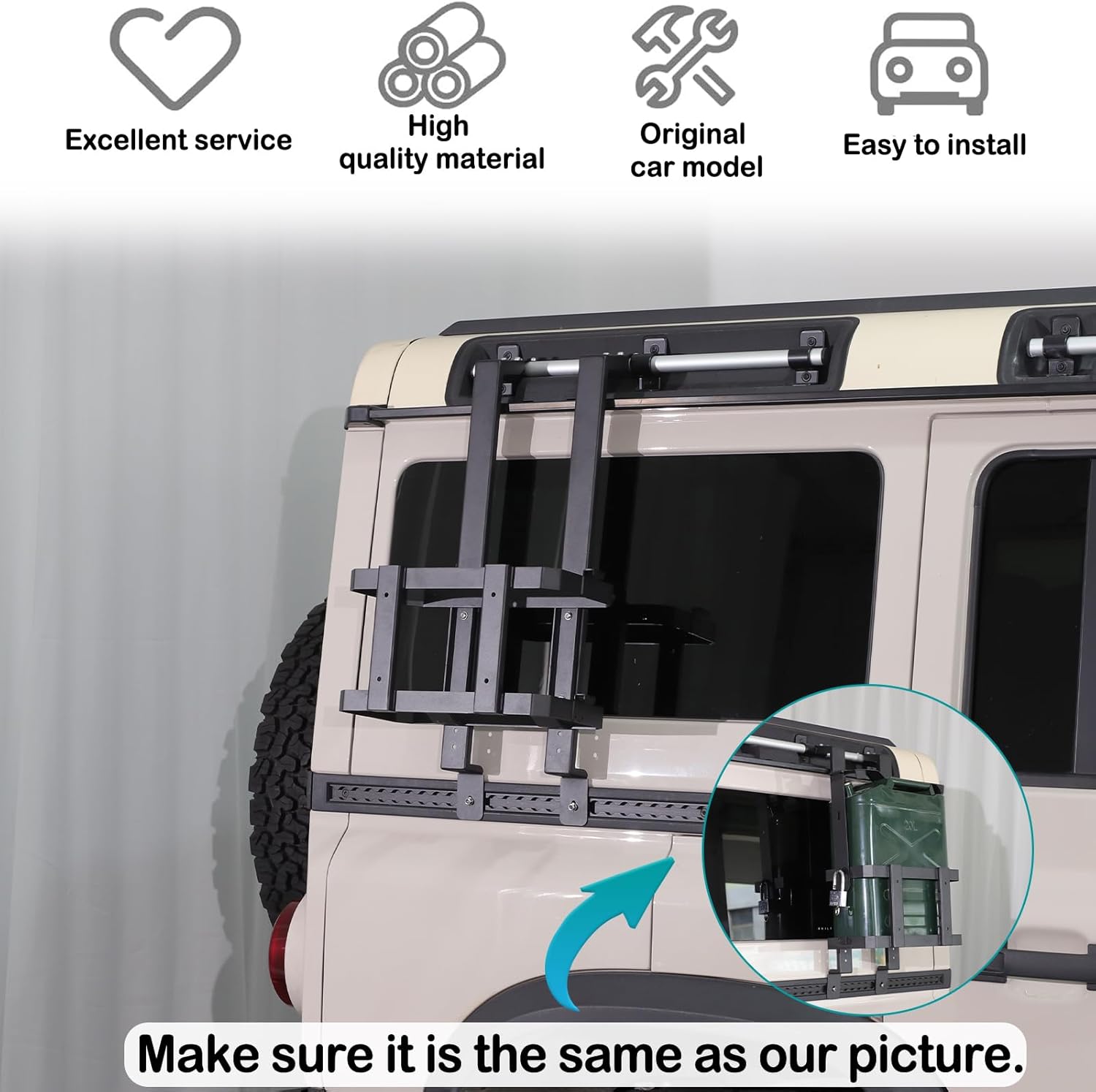 Car Rear Window Spare Fuel Tank Water Drum Bucket Bracket Compatible with Ineos Grenadier 2020-2025 20 Liter Jerry Mount Brackets Side External Accessories， Applicable to Both Left and Right