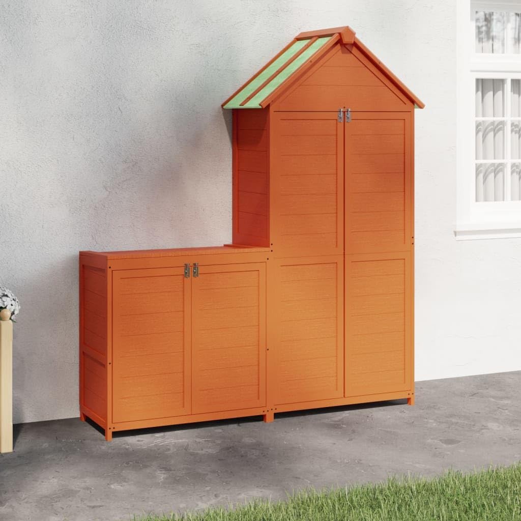 Gartengeräteschuppen Set aus massivem Kiefernholz 20,9 x 31,1 x 72,8 cm, Braun, robuster Outdoor Storage Shed für Balkon, Garten & Terrasse