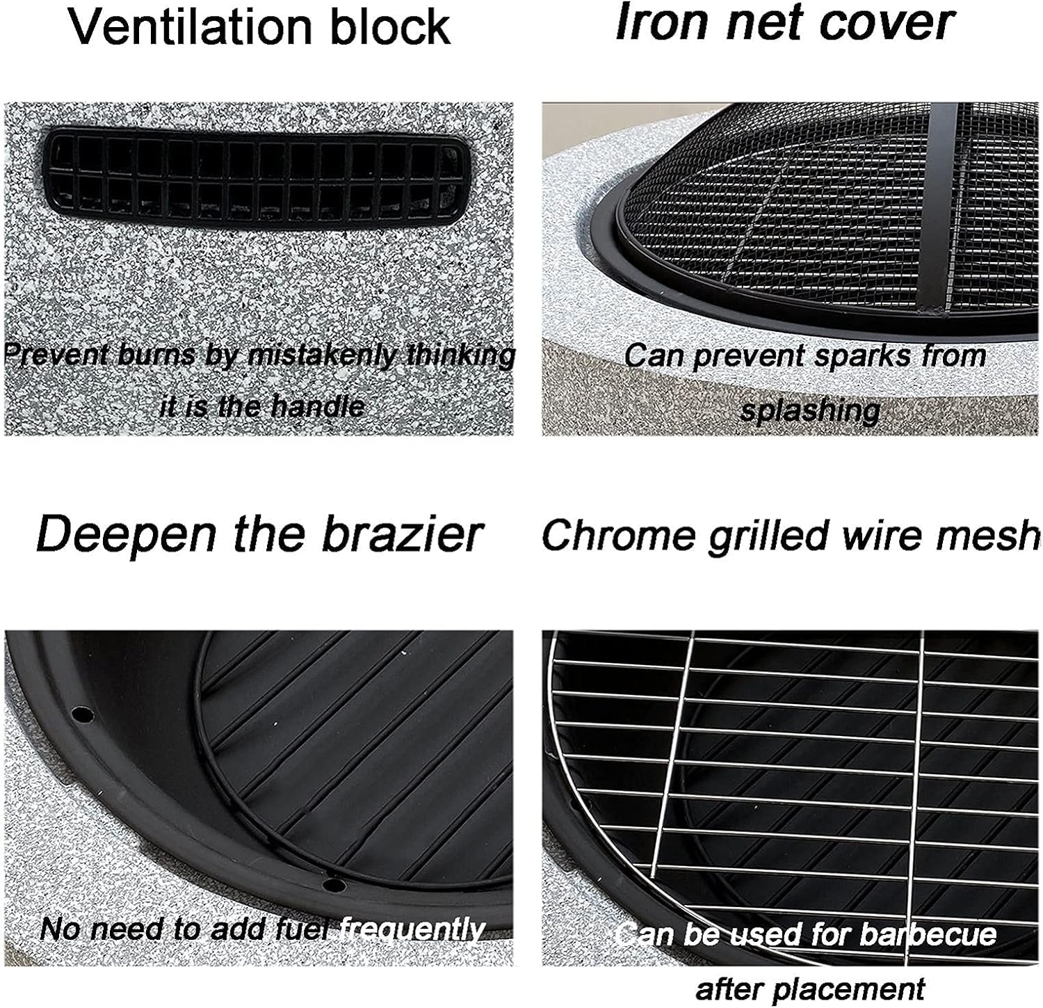 Fire Pit Outdoor fire Pit, Heater with mesh Sparkle Screen Cover, Suitable for Garden, Picnic Terrace and d Heating