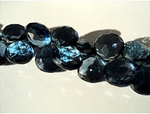 13 inch natural beads strand of 11x11mm faceted heart london blue topaz quartz gemstone briolletes beads for DIY jewelry - necklace, bracelet, earring, ring.