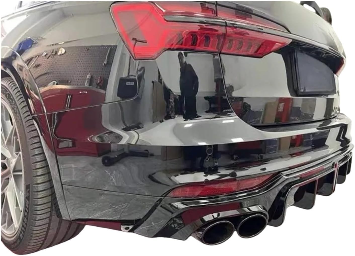 Rear Lip Spoiler&Exhause Compatible for Audi A6 C8 S6 Allroad A6avant 2019-2024 Bumper Diffuser Car Modification Accessories