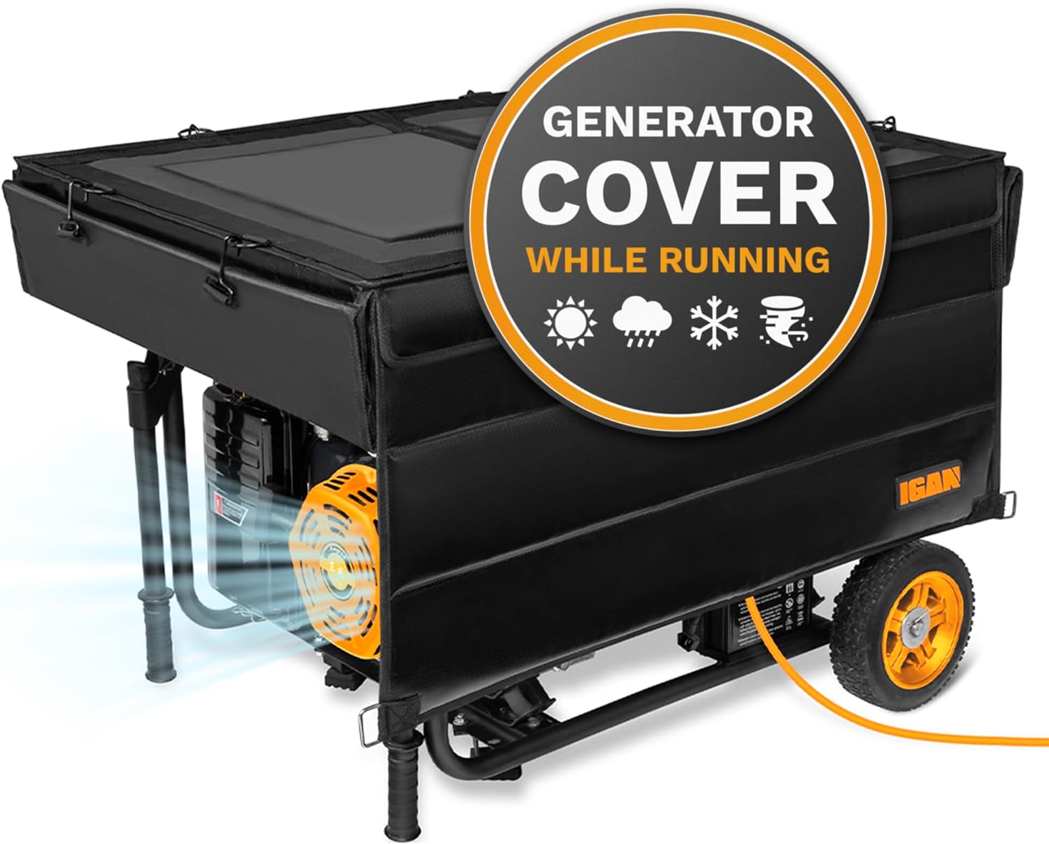 IGAN Generator Covers While Running for most 3500w-12000w Generators - Ultra Heavy Duty Generator Covers for Outside - Portable Waterproof Generator Cover, Generator Enclosure Outdoor, Black