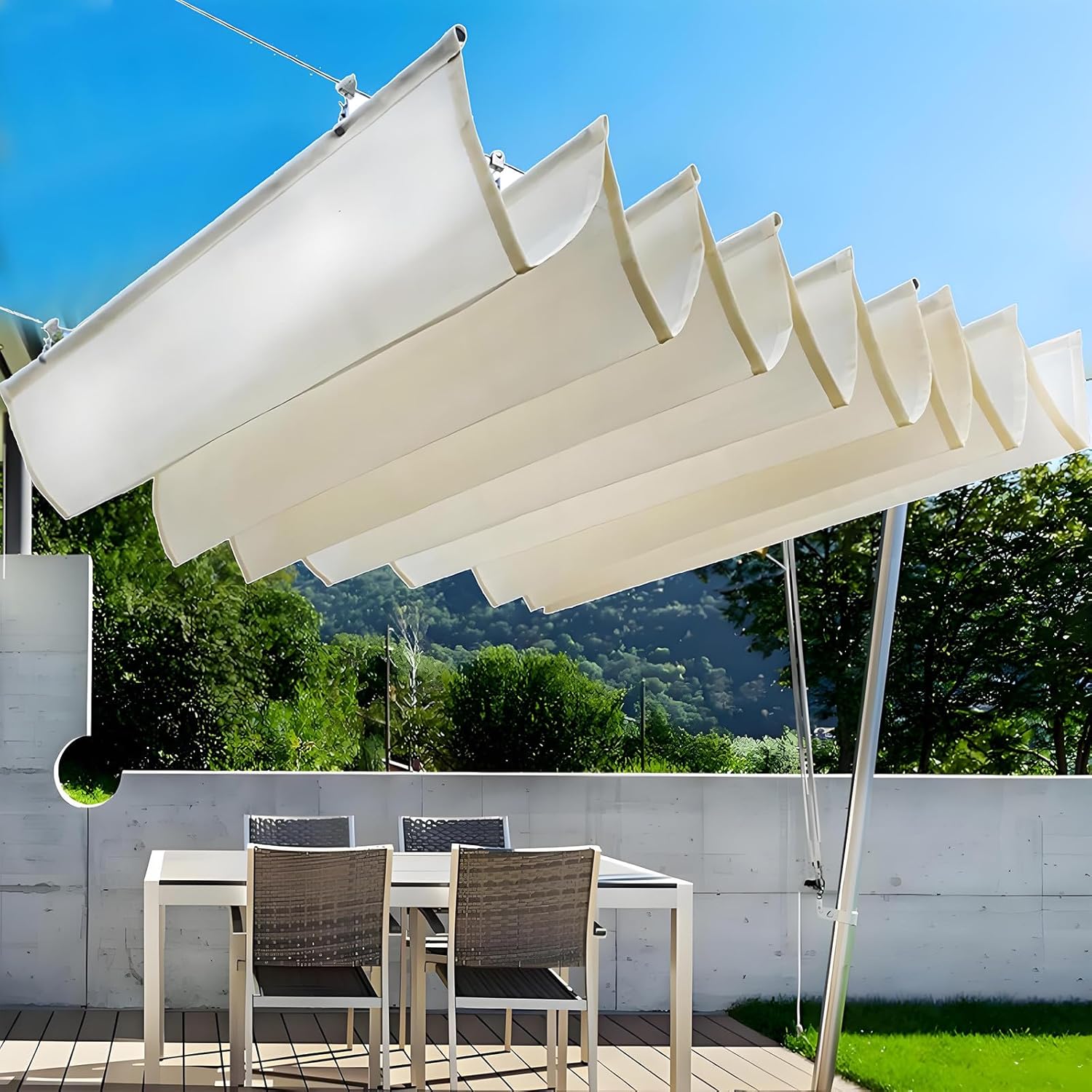 Retractable Shade Canopy Replacement Cover for Pergola Frame, Slide on Wire Cable Awning for Patio Deck Yard Porch, Outdoor Shade Solution