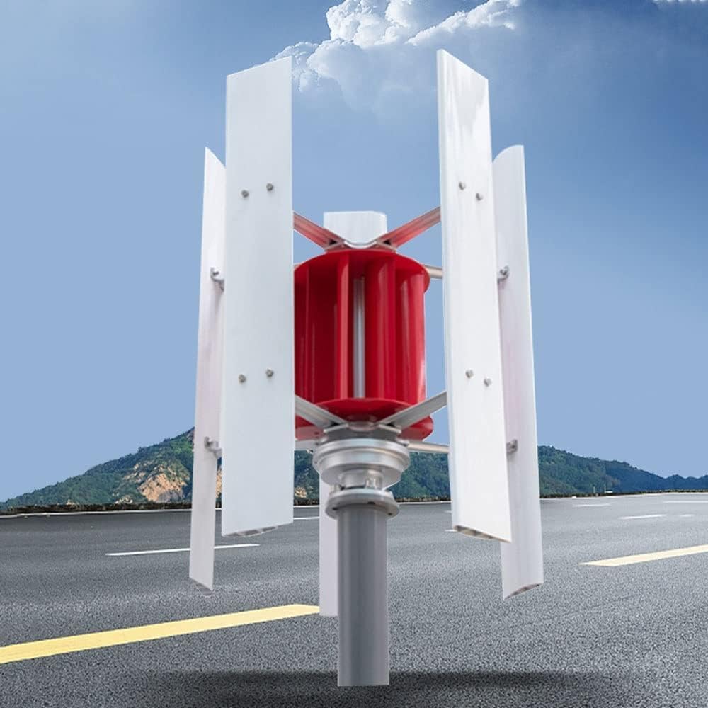 CAJUCA 1KW Vertical Axis Wind Turbine, Low Noise Wind Power Turbine Generator, Windmill Maglev Generator with 5 Blade Controller, Easy Installation