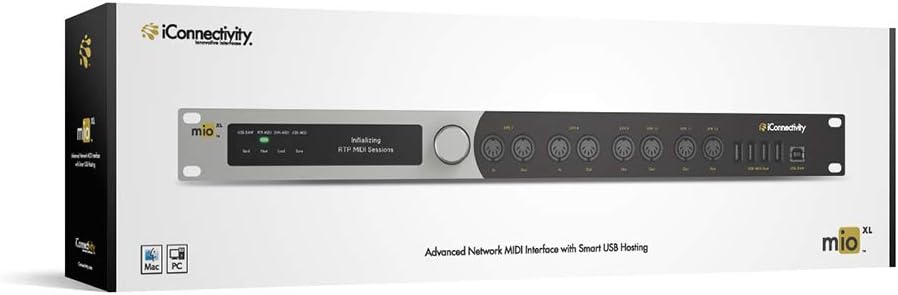 iConnectivity mioXL MIDI Interface with 4x MIDI Cable Male to Male Cable 10' Bundle