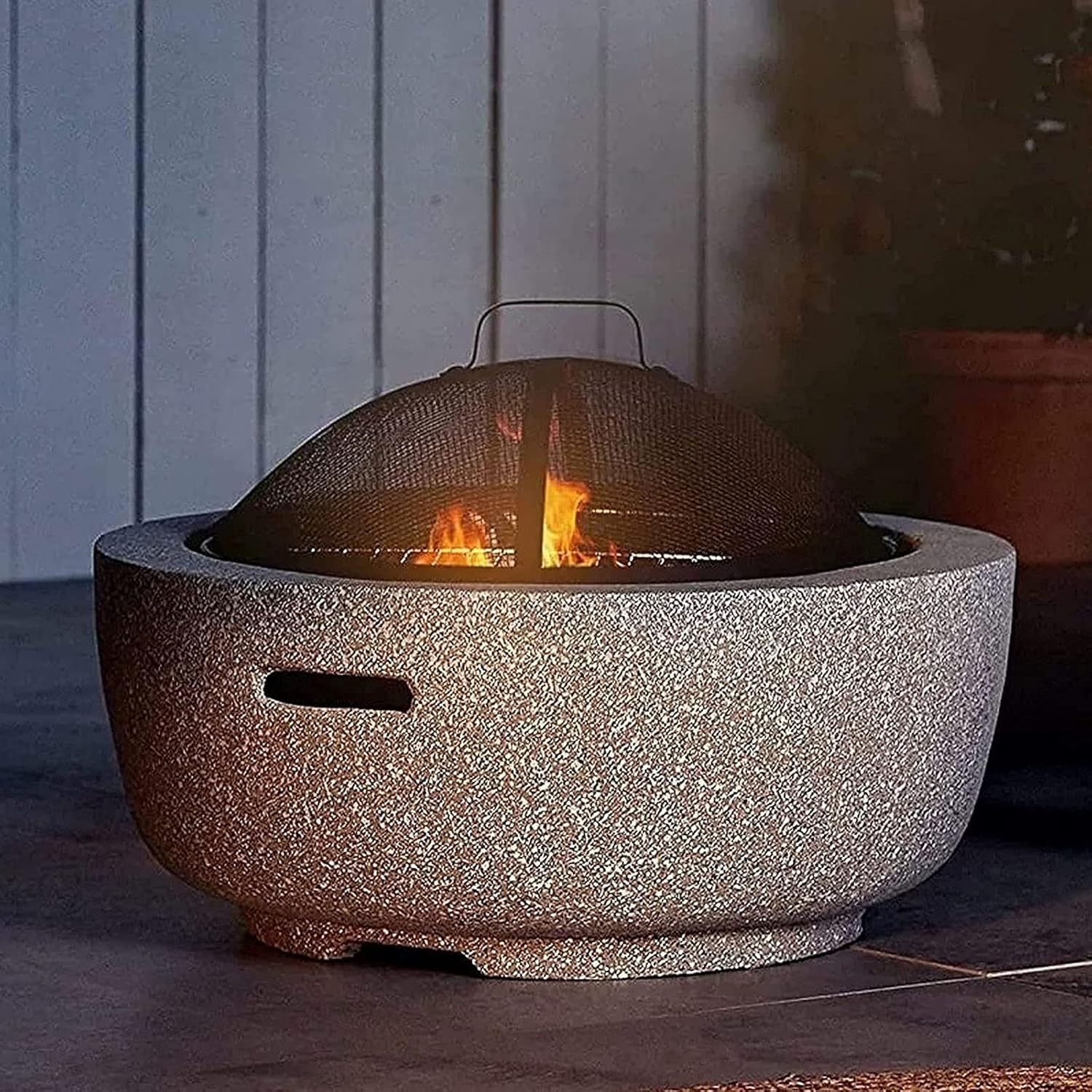 Fire Pit with BBQ Grill Shelf, Round Wood Burning Fire Pit, Outdoor Garden Heaters with Grill Grate, for Camping/Heating/Bonfire and Picnic