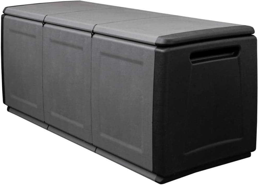 vidaXL Dark Gray and Black Patio Storage Box | Weather- | Timeless Design | Indoor and Outdoor Storage | Capacity of 87.2 gal