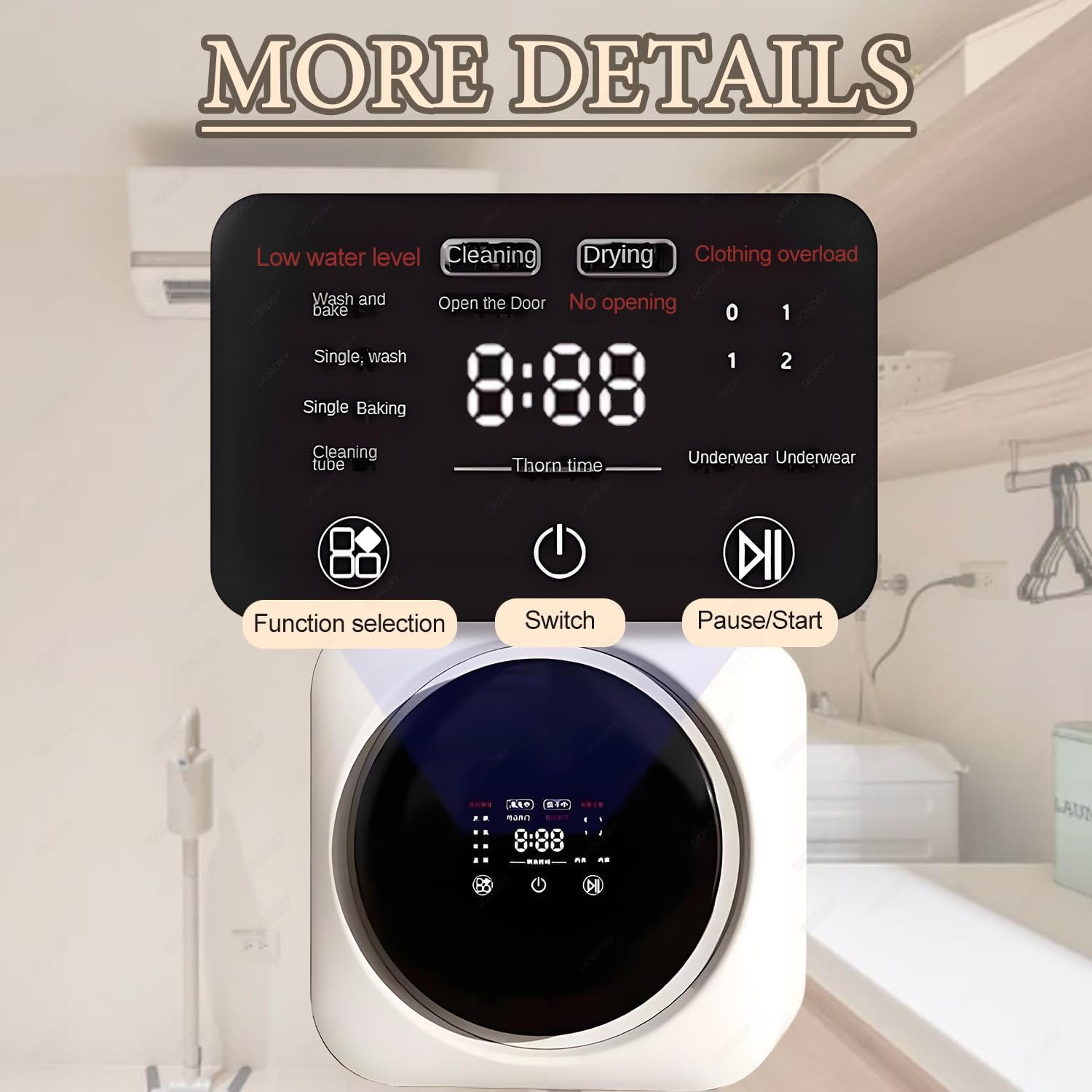 Mini Drum Washing Machine, 3.5L, Front Load, Fully Automatic and Spinner,Built-in Desktop Washer, Highly Efficient for Travel, Apartments, Dorms, Socks, Underwear