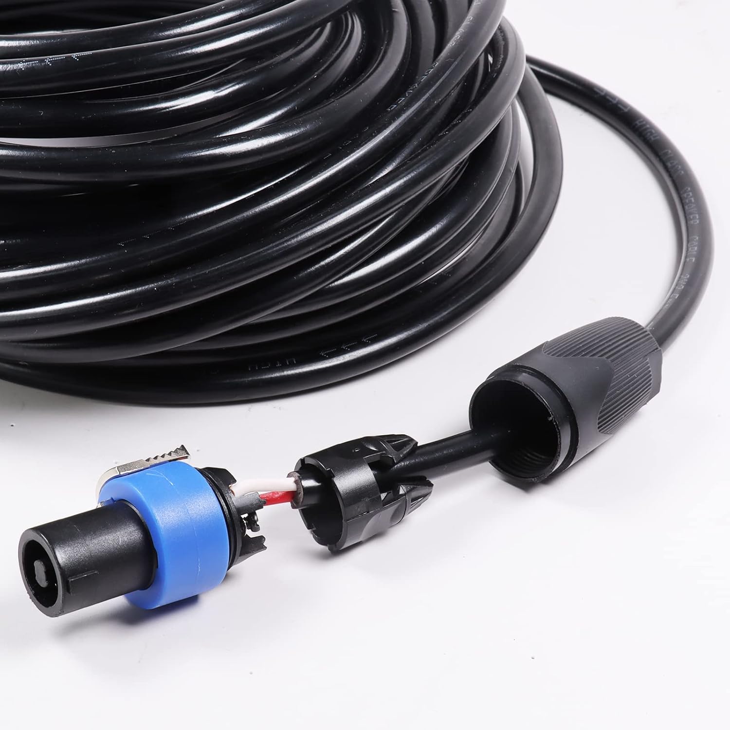 Pack of 3 30 Feet Speakon to Banana Plug Cable with Twist Lock - 3pcs 30 Ft. Compatible Dual Tips Speaker to Power Amp Cord - Pro PA DJ Audio Speak-On Extension Wire 30FT