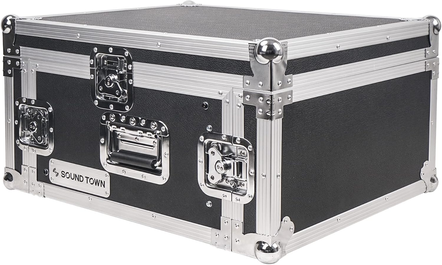 Sound Town 4U PA DJ Pro Audio Rack/Road ATA Case with 11U Slant Mixer Top, 20.2’ Rackable Depth, 4 Space Size - Pro Tour Grade (STMR-4U)