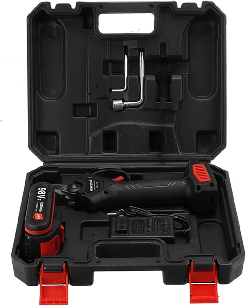 Hardware Tools Kit Wrench All Purpose Tool Box 98VF 15000mAh Electric Pruning Shears Scissors 30mm Cordless Branch Shears Cutter Garden Tree Nursery Tool W/ 1 or 2 Battery & Plastic Tool Box - Two Ba