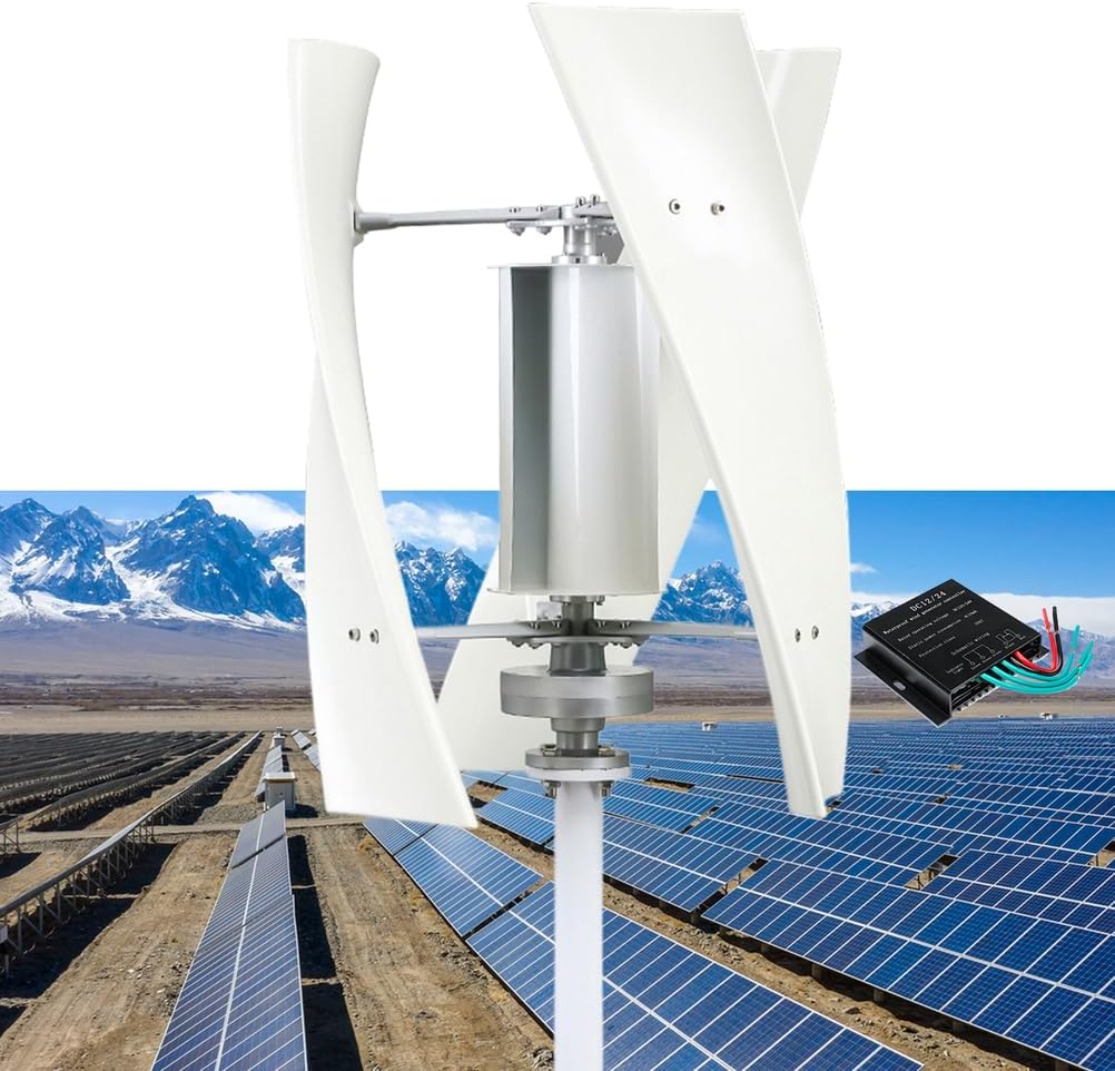 8000W 3 Blades Vertical Wind Turbine Generator Kit,220V 48V 24V 12V with Controller Energy Generator Wind Power Kit for Home, Street Lighting (White)