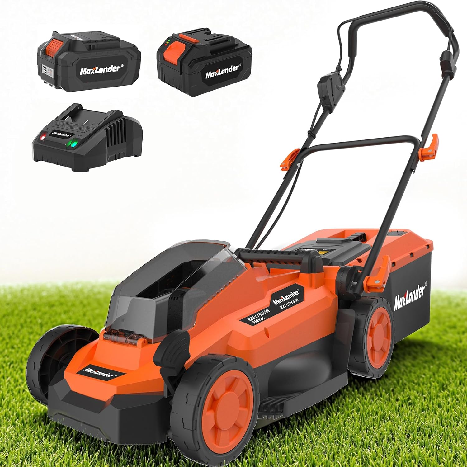 Maxlander Lawn Mowers/4.0 Ah Battery, 13 Inch Electric Lawn Mower Cordless, 20V 2-in-1 Battery Powered Lawn Mower with Brushless Motor, 5-Position Height Adjustment, Battery and Charger Included