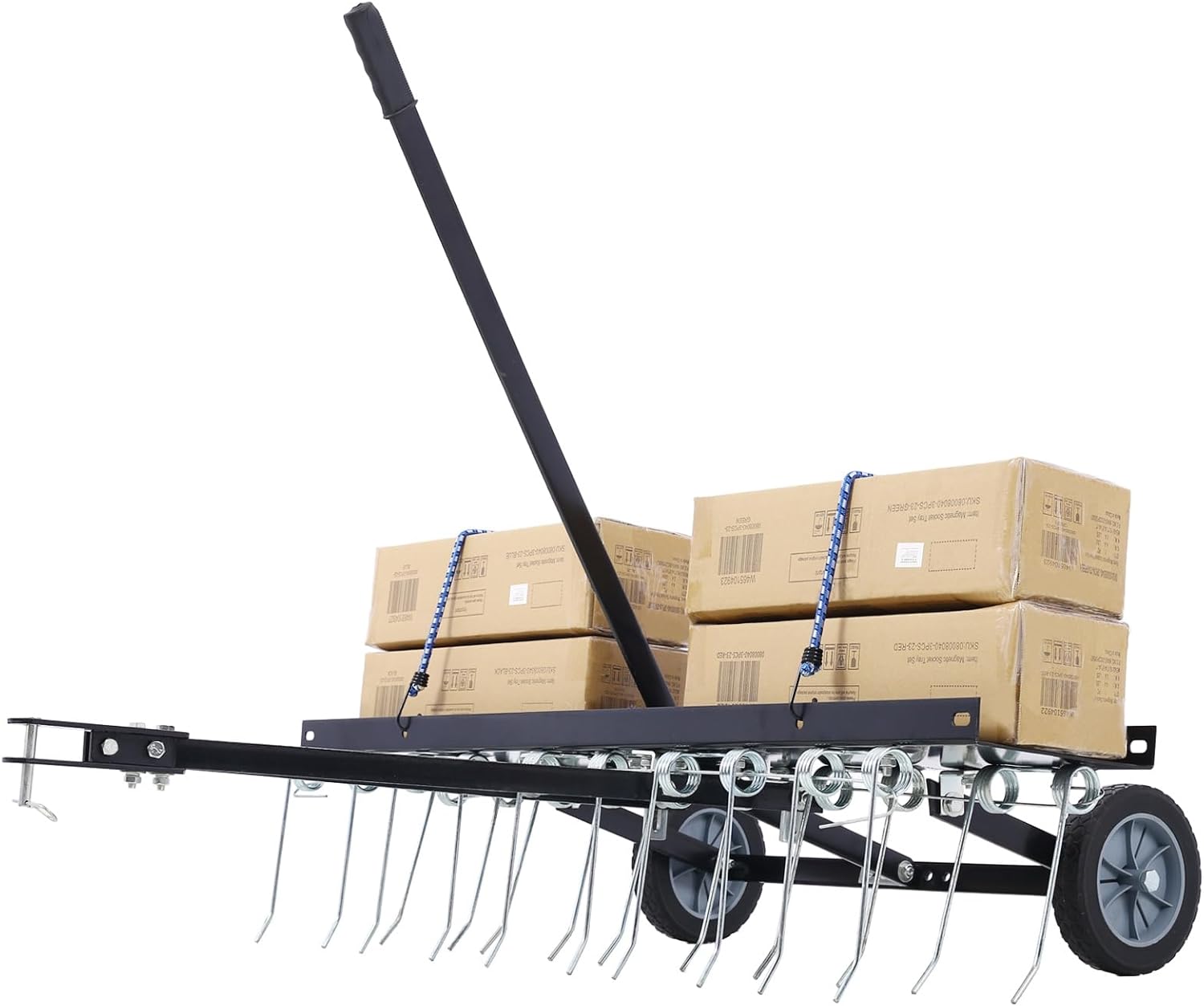 40-Inch Lawn Sweeper Tow Behind Dethatcher, Landscape Rake, Lawn Tractor Rake, Tine Tow Dethatcher Pull Behind Mower, Riding Lawn Mower Attachments for Outdoor Yard Tools Lawn Care