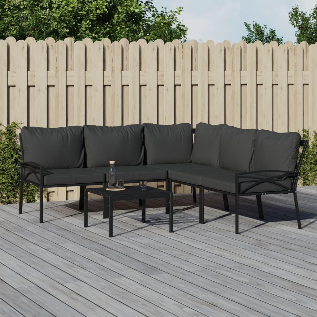 6 Piece Patio Lounge Set with Gray Cushions Steel,Comfortable and Durable Patio Lounge Set for Outdoor Relaxation Patio Furniture Sets, Outdoor Furniture Sets