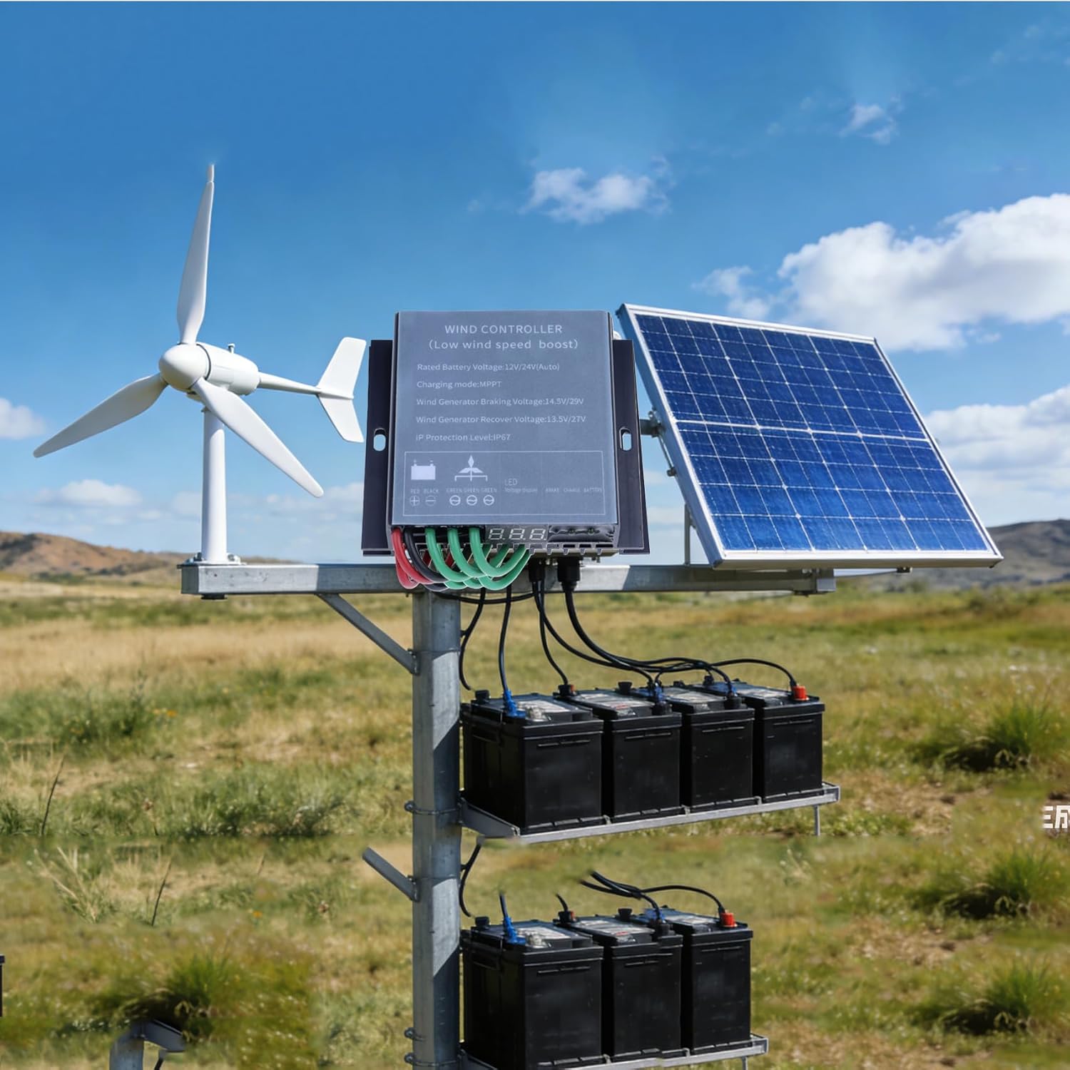 10A-40A 10000W Small Regulator for Wind Turbine Generator Windmill Alternator Battery Charger,12V 24V 48V MPPT Charge Controller