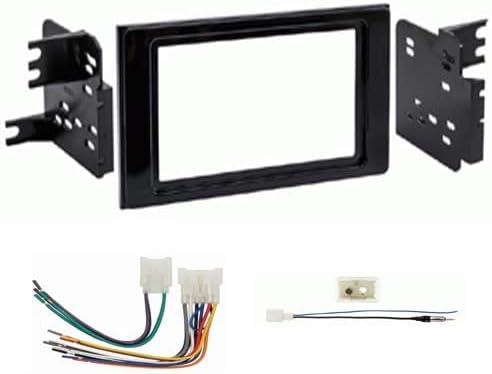 Double DIN Car Stereo Radio Install Kit (High Gloss Black) Package Compatible with for Toyota Prius L, LE, XLE 2019 Without Factory Amplifier