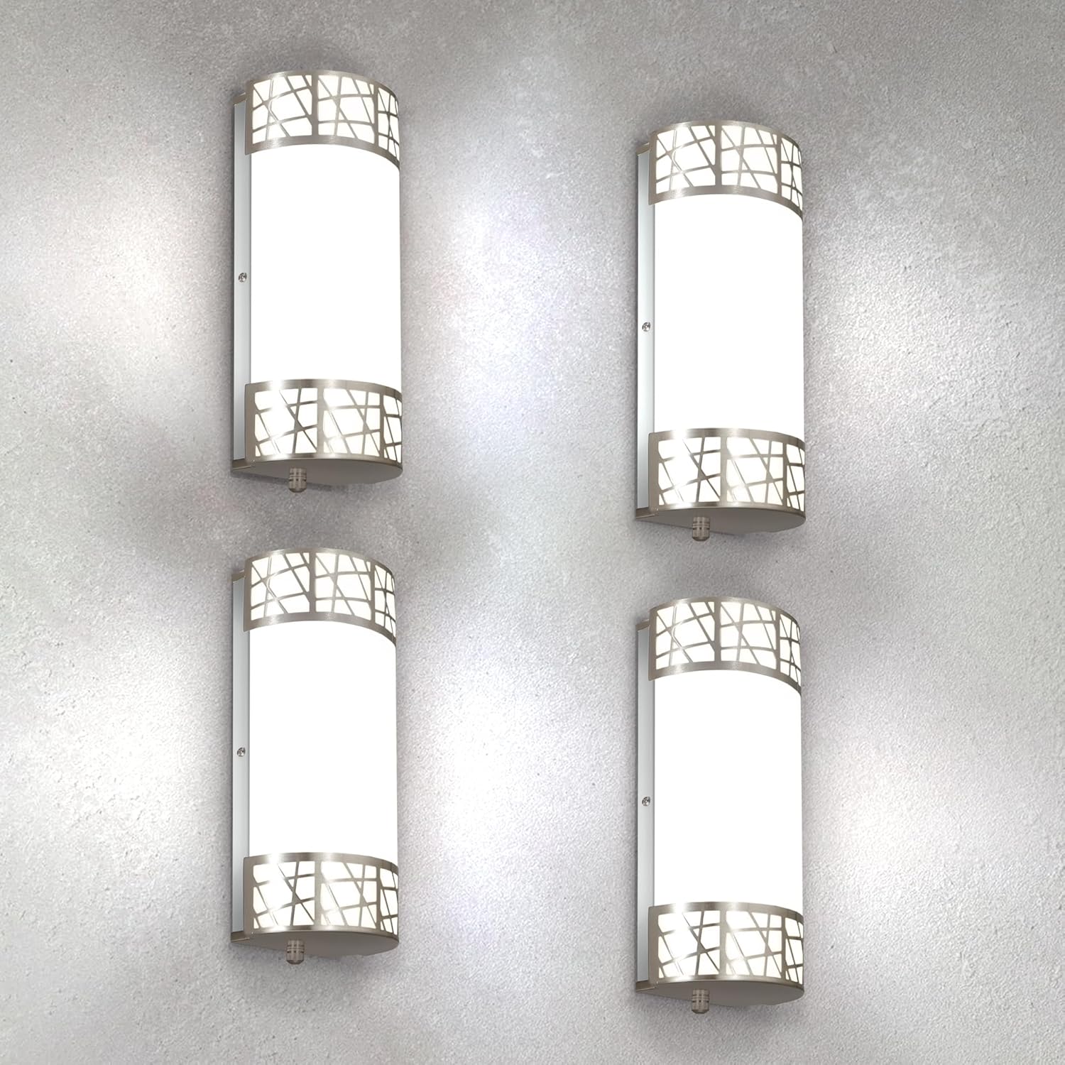 ASD 12 Inch LED Indoor Wall Sconce - Brushed Nickel Modern Dimmable 15W 2700K-5000K Adjustable Wall Mounted Light Fixtures, Wall Lights for Bedroom, Bathroom, Living Room, Hallway Decor - ETL 4 Pack