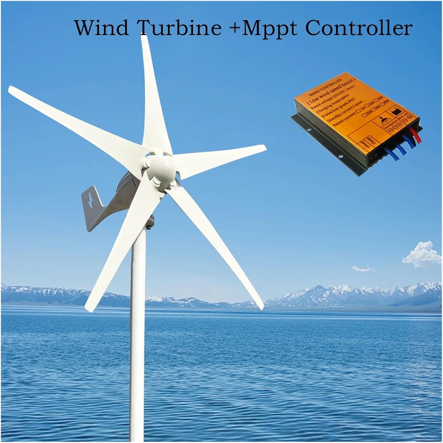 5000W Wind Turbine Generator 12V 24V 48V Home Use 5KW Wind Turbines Generator Kit, Wind Power Generator Low Starting Speed for Home(with Mppt Controller,12V)