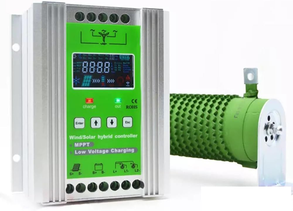 300w-1200w Mppt Wind Solar Hybrid Controller,Boost Function,Voltage Automatic,for 12/24/48v Sealed and Lithium Battery,Colorful LCD Display,for Home Boat Street Light W400/S500W-12V