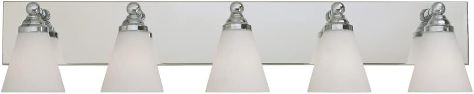 Designers Fountain Hudson 5-Light Bathroom Vanity Light Fixture, Chrome, 6495-CH Silver
