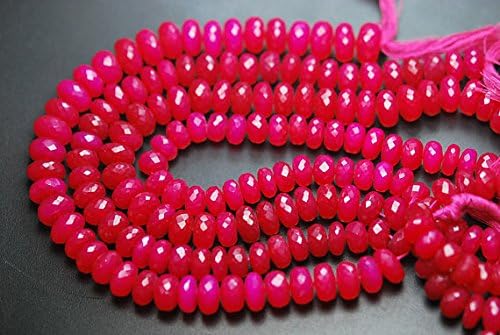 13 inch natural beads strand of 8-10mm faceted rondelle pink chalcedony gemstone beads for DIY jewelry - necklace, bracelet, earring, ring.