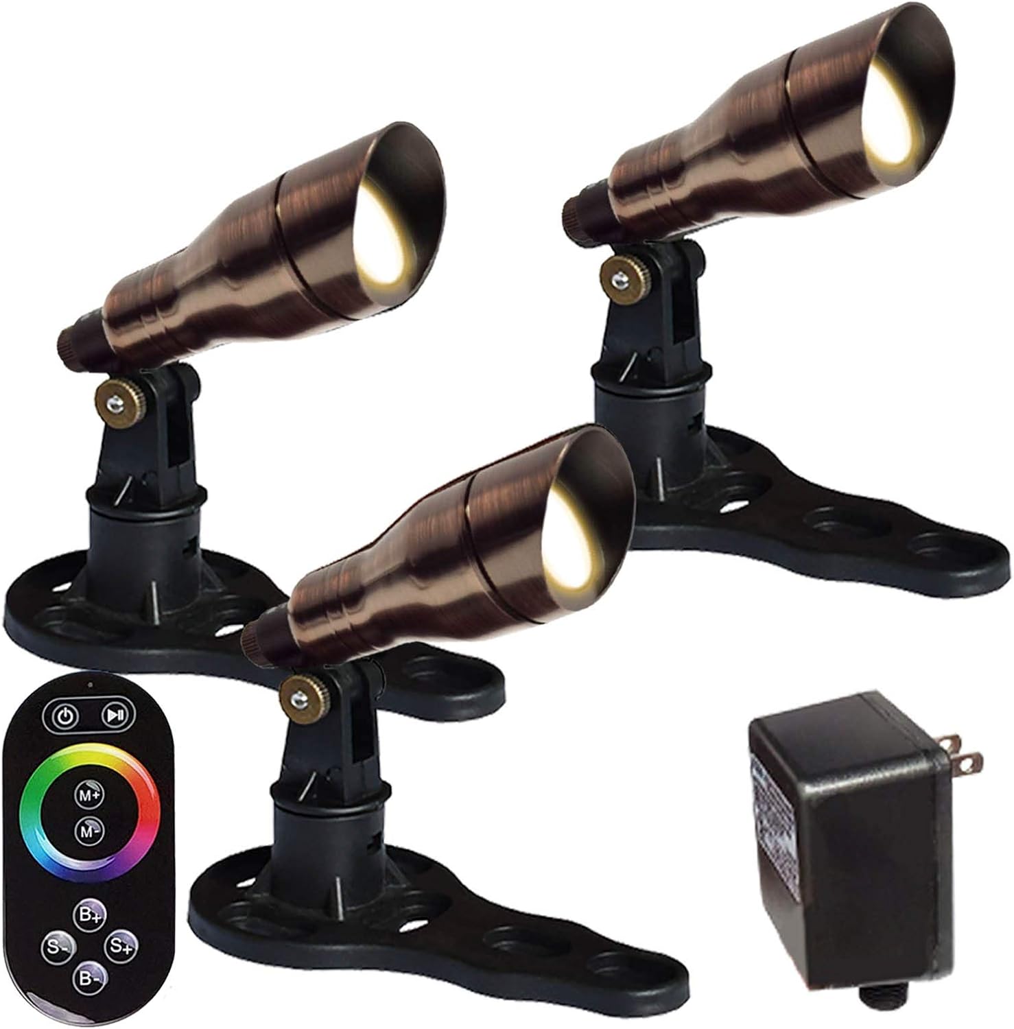 HALF OFF PONDS LumiNight Pond and Landscape Lighting - (3) 9-Watt Color Changing Bronze Fountain Light Kit w/ 100' QD Cord