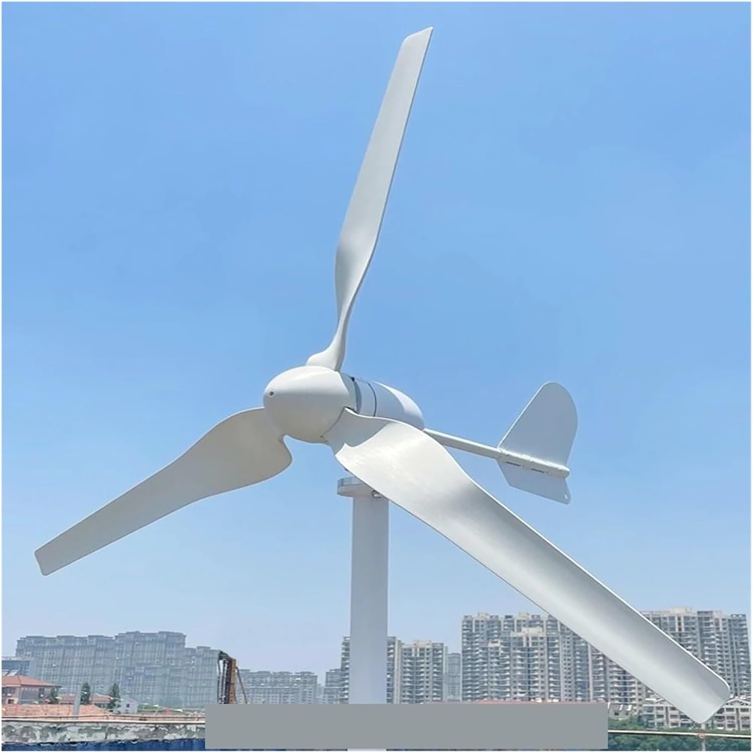 Windmill Generator, Home 10KW Off Grid System Wind Turbine Generators 10000W 12V 24V 48V Windmill 3 Blades For Farm Low Wind Speed Starting Wind Turbines (Color : White, Size : 24V_10KW)