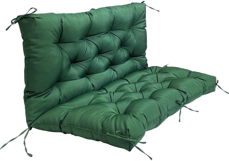 Garden Swing Chair Cushion,Patio Furniture Cushions with Ties & Backrest 2-3 Seater 4''Waterproof Garden Bench Cushions Replacement Soft Lawn Lounge Chair Loveseat Seat Mats
