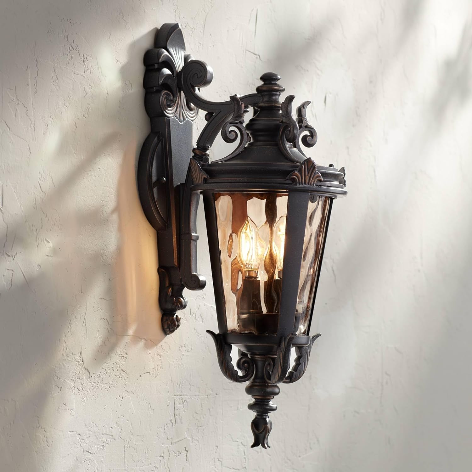 John Timberland Casa Marseille European Outdoor Wall Light Fixture Bronze Scroll 21 3/4