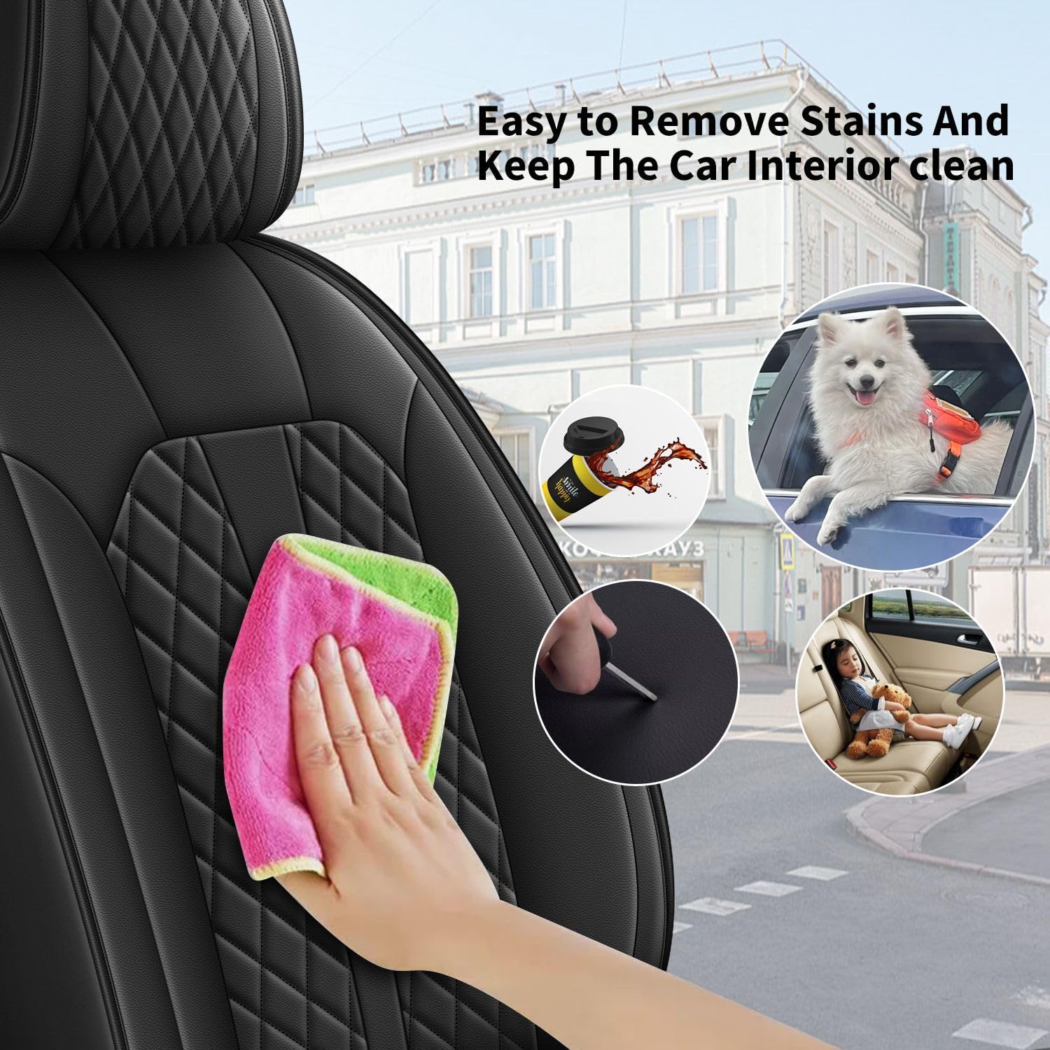 Car Seat Covers Full Set Fit for Ford Bronco Sport 2021-2025 2026: 5 Seat Auto Interior Accessories, Waterproof Faux Leather Vehical Car Seat Cushions Cover（Black