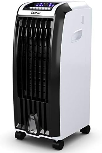 Nightcore Air Cooler, Portable Air Cooler with 3 Different Wind Speed, Bladeless Electric Fan, Humidifier with Remote Control, 7.5-Hour Timer, Office, black + white (Air Conditioners)