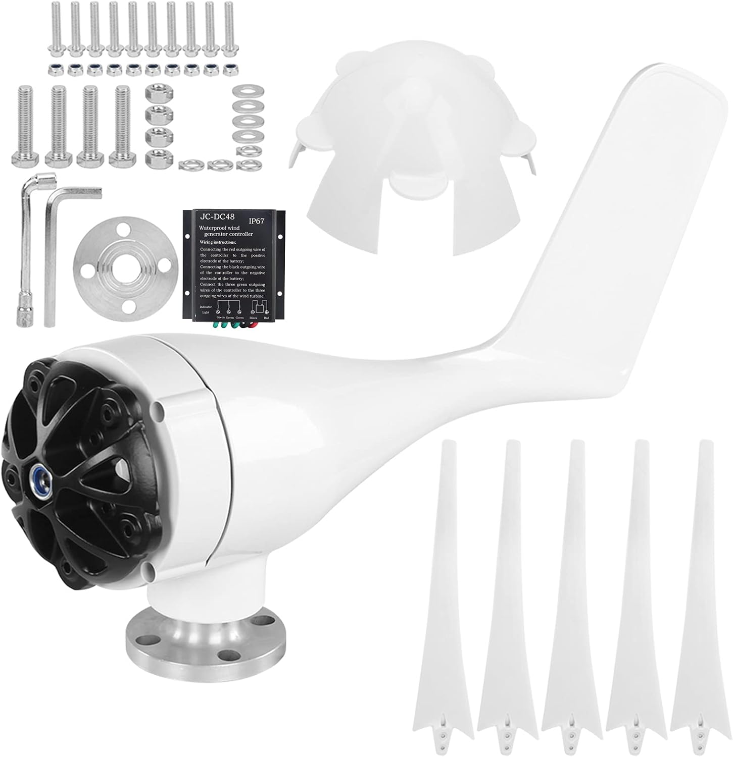 Wind Turbine Generator, 1600W 5 Blade Small Wind Turbine for Industrial Energy Equipment,Dynamo