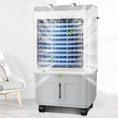 7.9 Gal Portable Swamp Cooler, 3-in-1 Evaporative Air Cooler with Auto Oscillating, 3 Speeds, 12h Timer & 4 Ice Packs, Windowless Air Conditioner for Backyard, Garage, Patio, Indoor