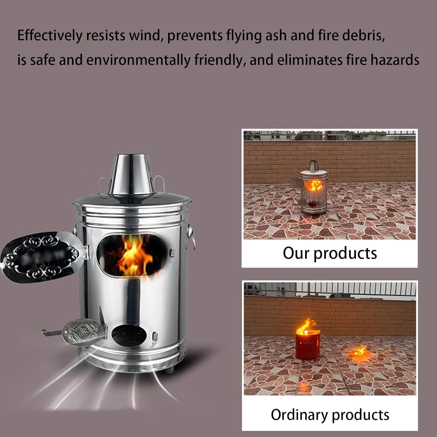 LXURY Metal Burning Barrels for Yard Garden, Stainless Steel, Patio, Lawn & Garden, Outdoor Heating & Cooling, Fire Pits, Silver, Wood, Coal